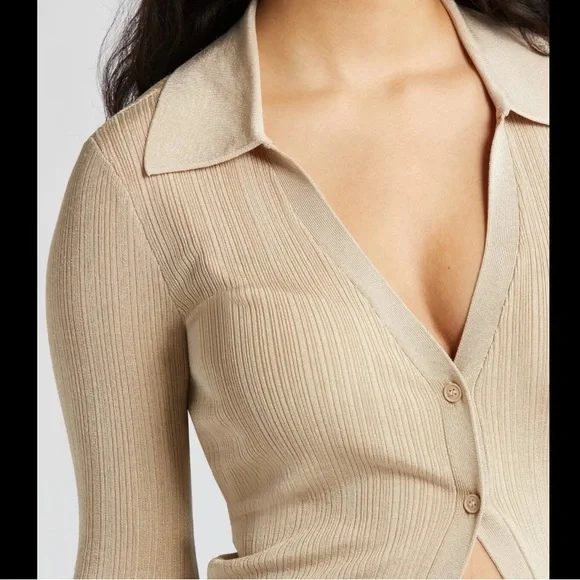 Open Edit Johnny Collard Ribbed Cardigan🥯 - Picture 5 of 11
